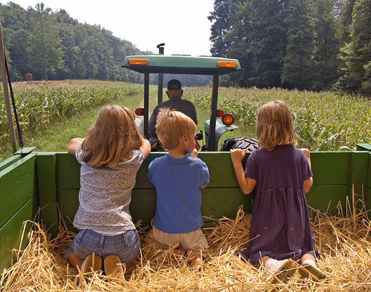 Farmer with children